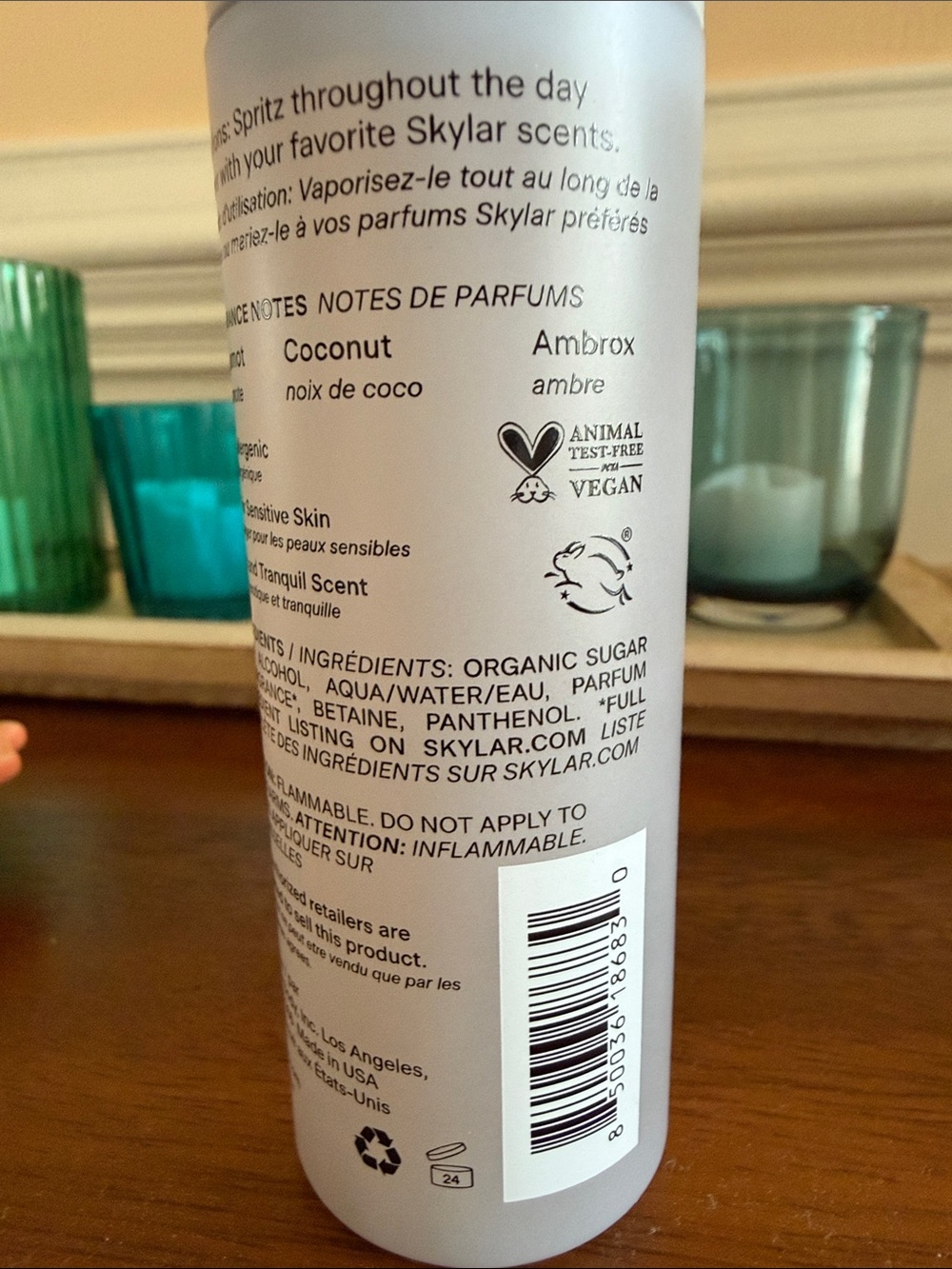 Skylar Coconut Cove Hair & Body Mist Light Blue bottle vegan clean travel beach - Picture 4 of 6